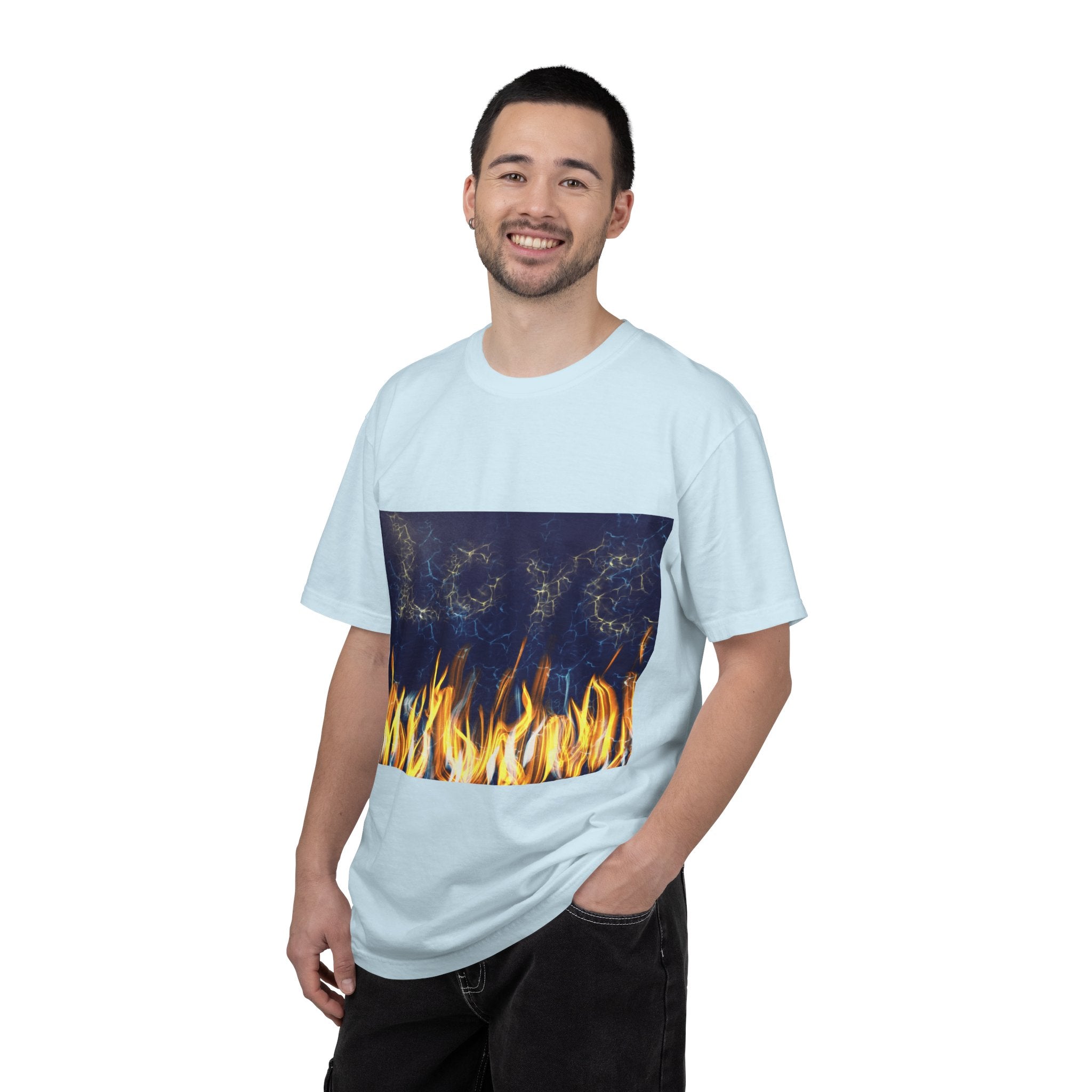 Electric Inferno on Unisex Garment-Dyed T-shirt
