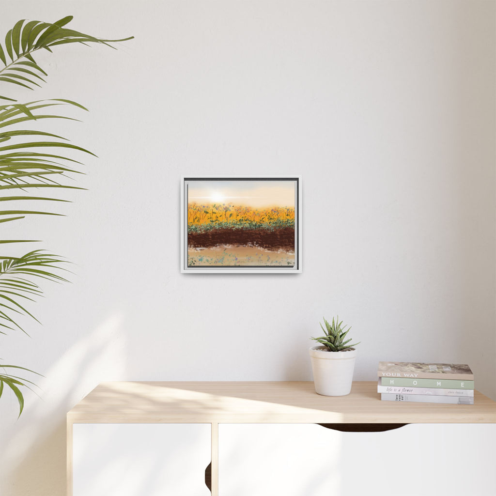 Golden Meadow Morning on Matte Canvas, Framed
