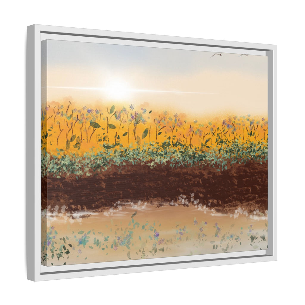Golden Meadow Morning on Matte Canvas, Framed