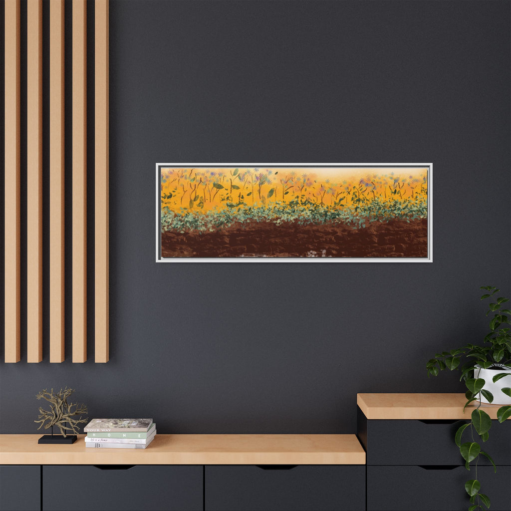 Golden Meadow Morning on Matte Canvas, Framed