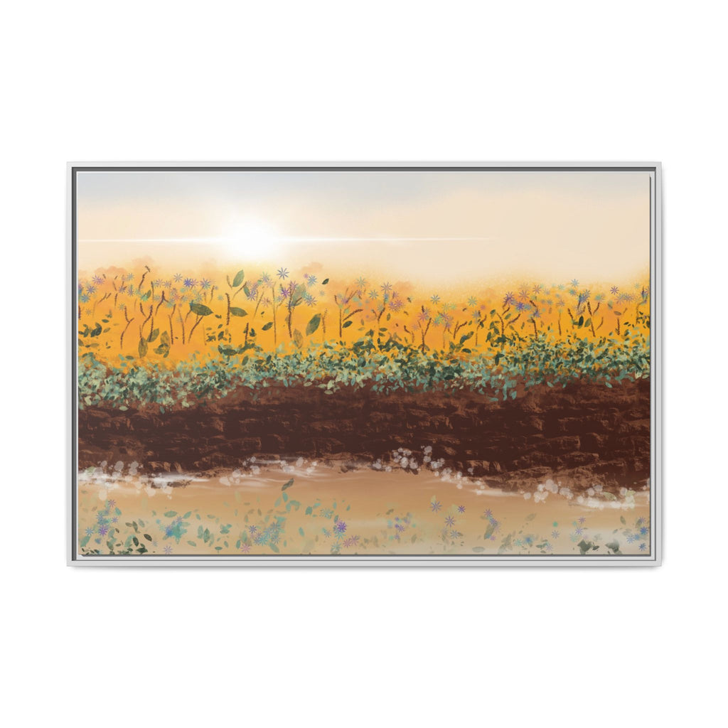 Golden Meadow Morning on Matte Canvas, Framed