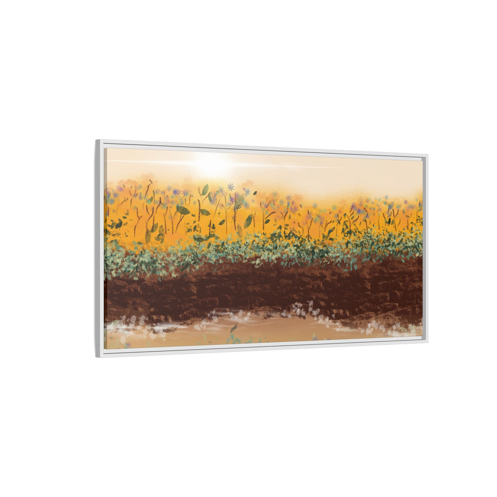 Golden Meadow Morning on Matte Canvas, Framed