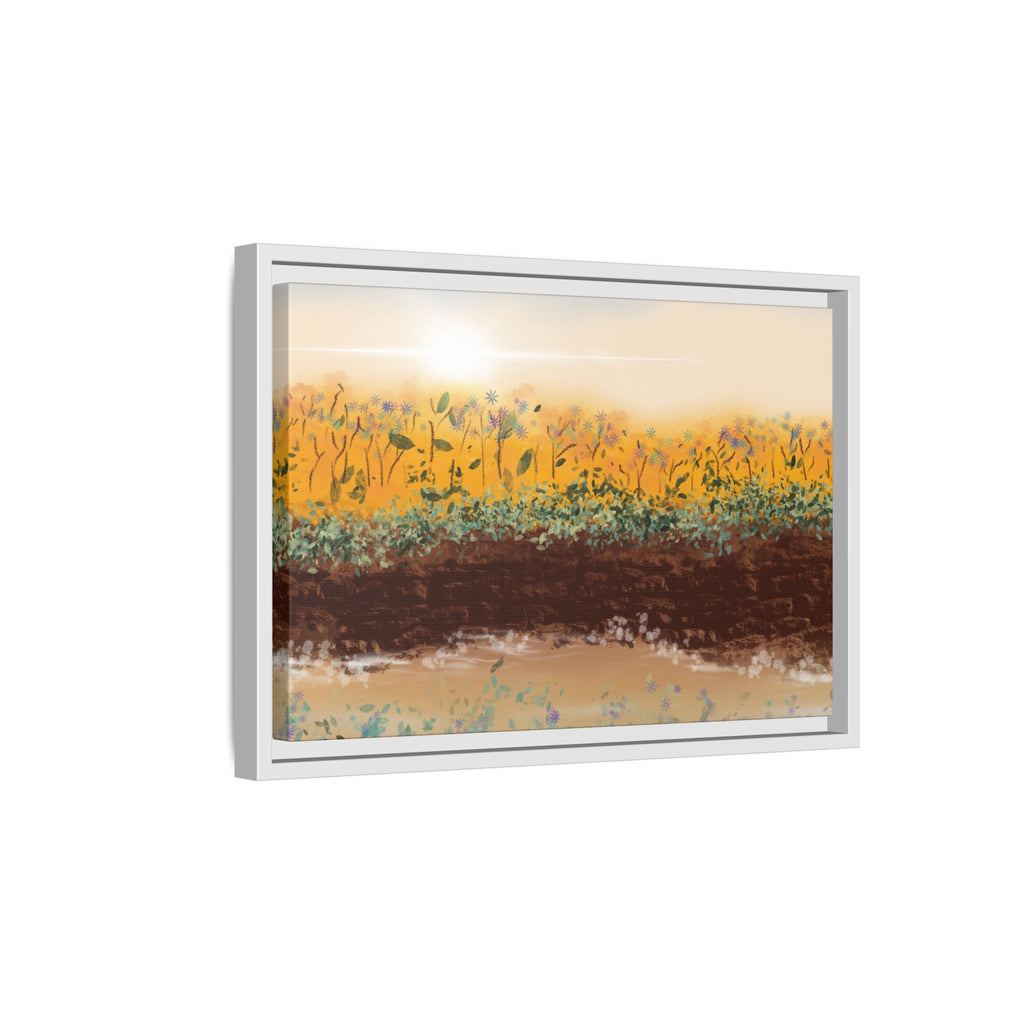 Golden Meadow Morning on Matte Canvas, Framed