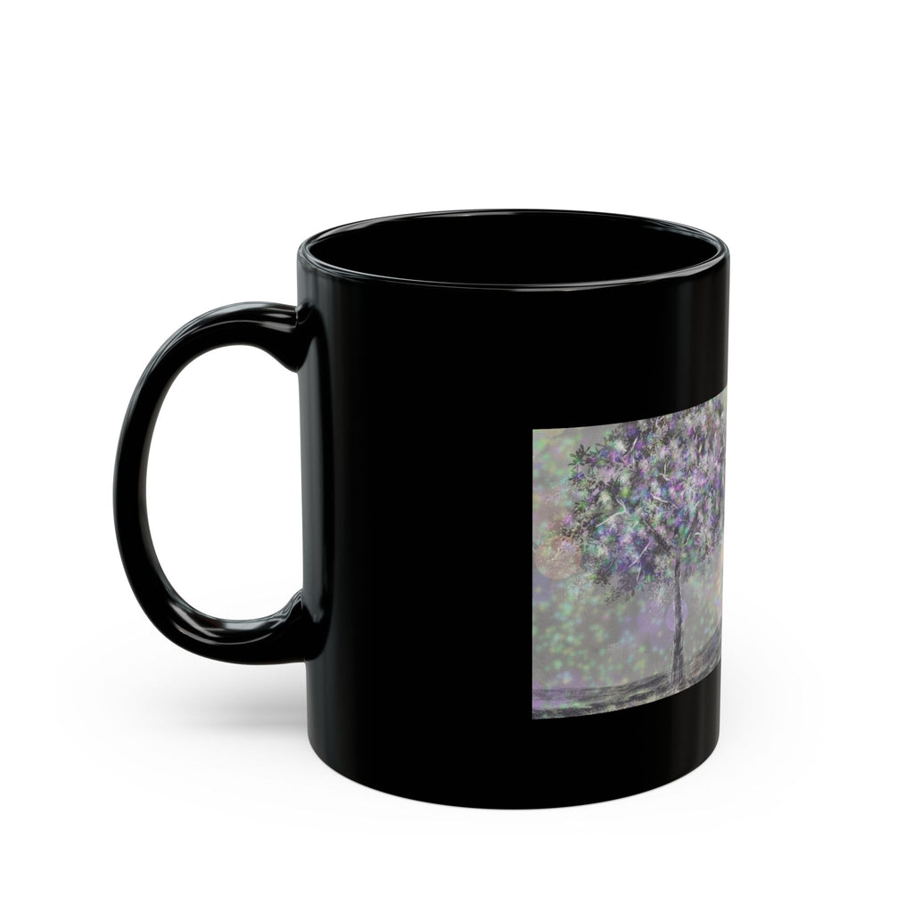 Mystic Bloom Tree Mug — Black Ceramic 11oz & 15oz