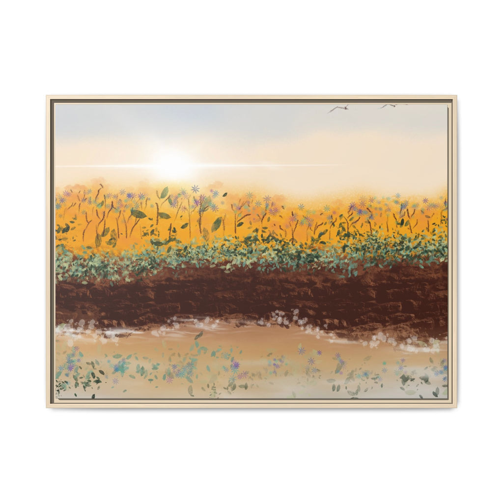 Golden Meadow Morning on Matte Canvas, Framed