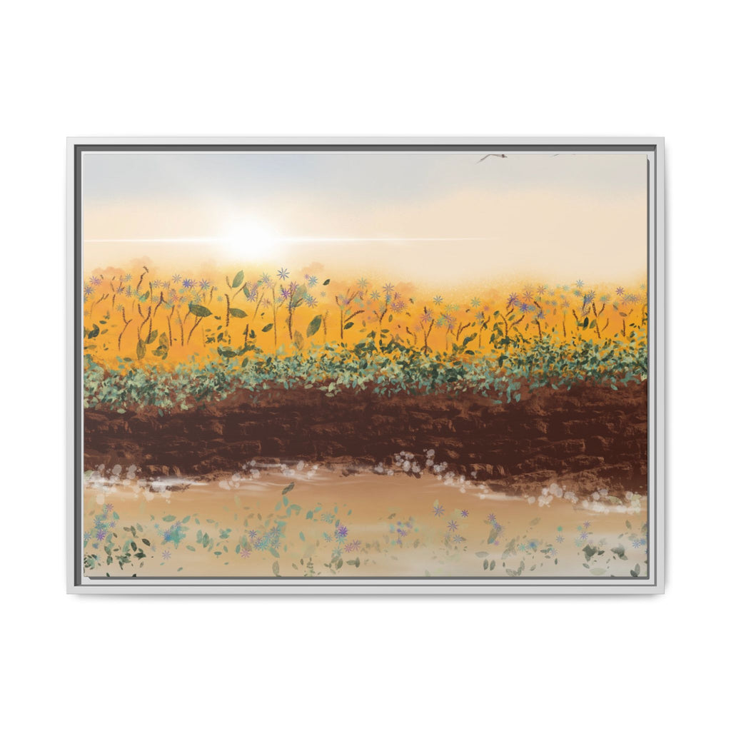 Golden Meadow Morning on Matte Canvas, Framed