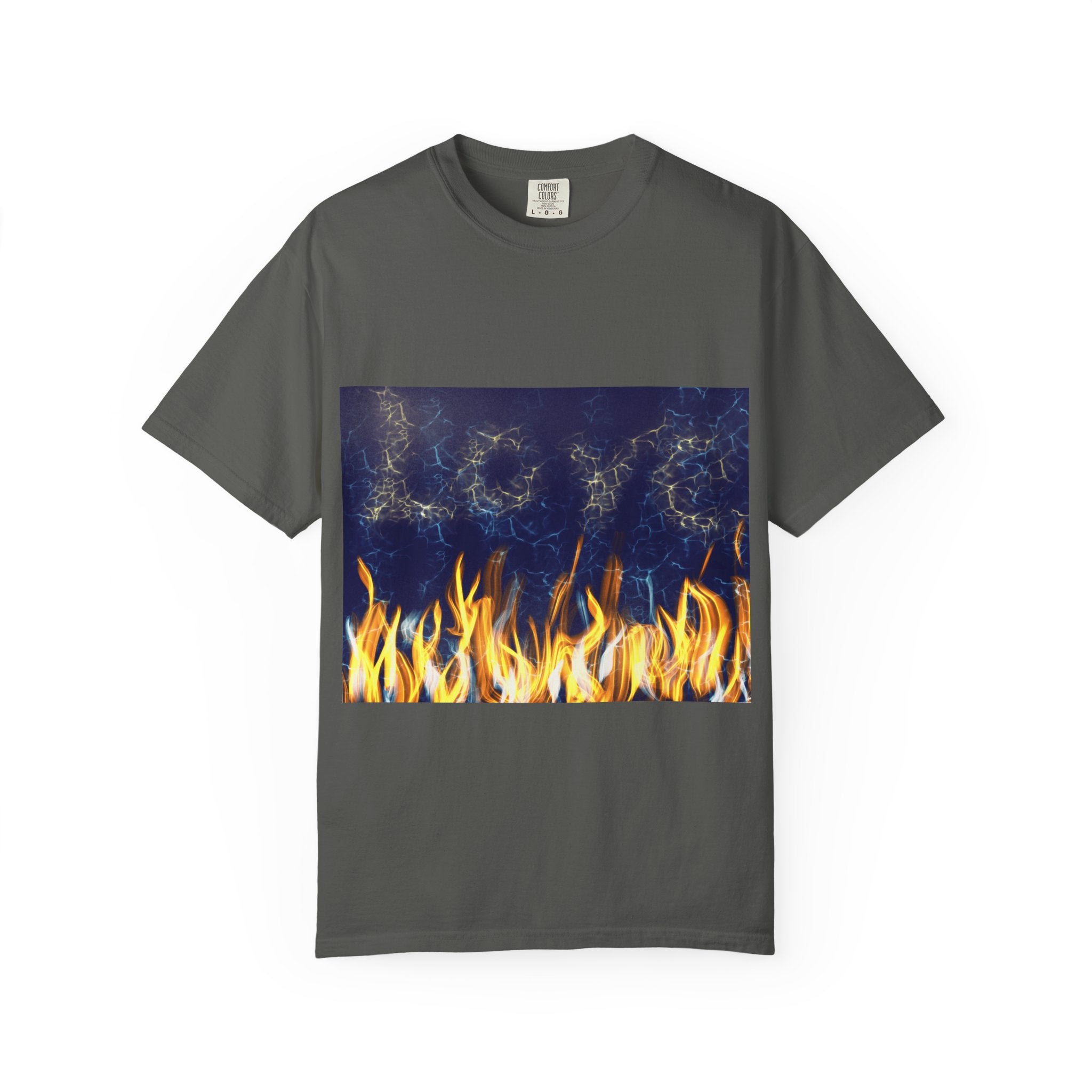 Electric Inferno on Unisex Garment-Dyed T-shirt
