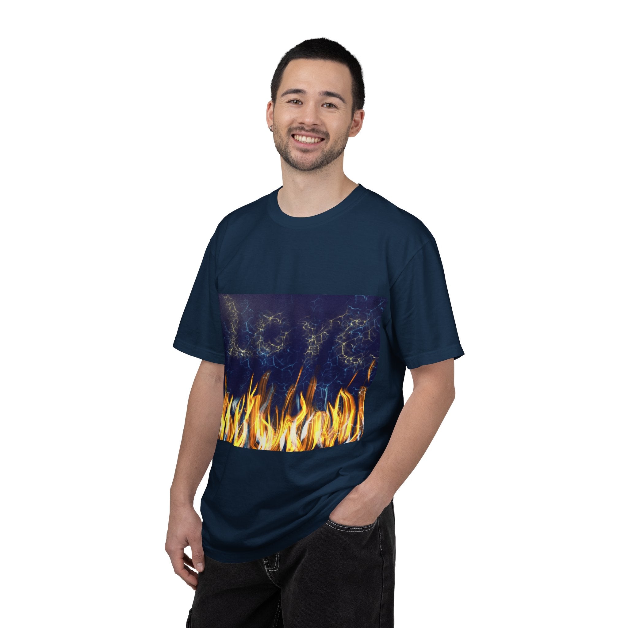 Electric Inferno on Unisex Garment-Dyed T-shirt