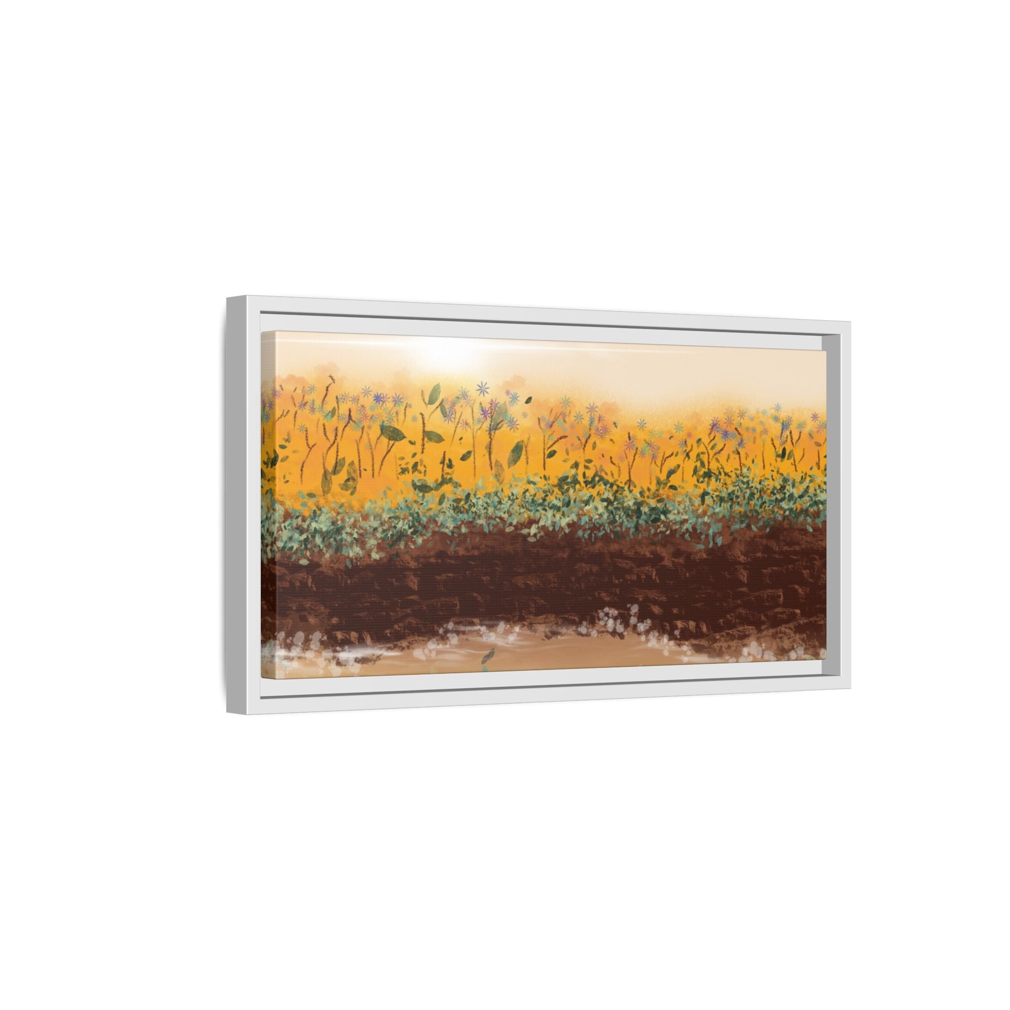 Golden Meadow Morning on Matte Canvas, Framed