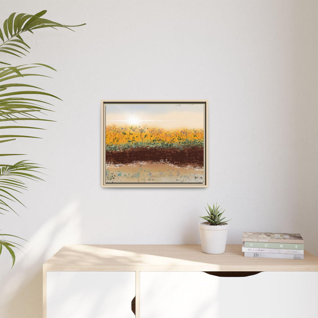 Golden Meadow Morning on Matte Canvas, Framed