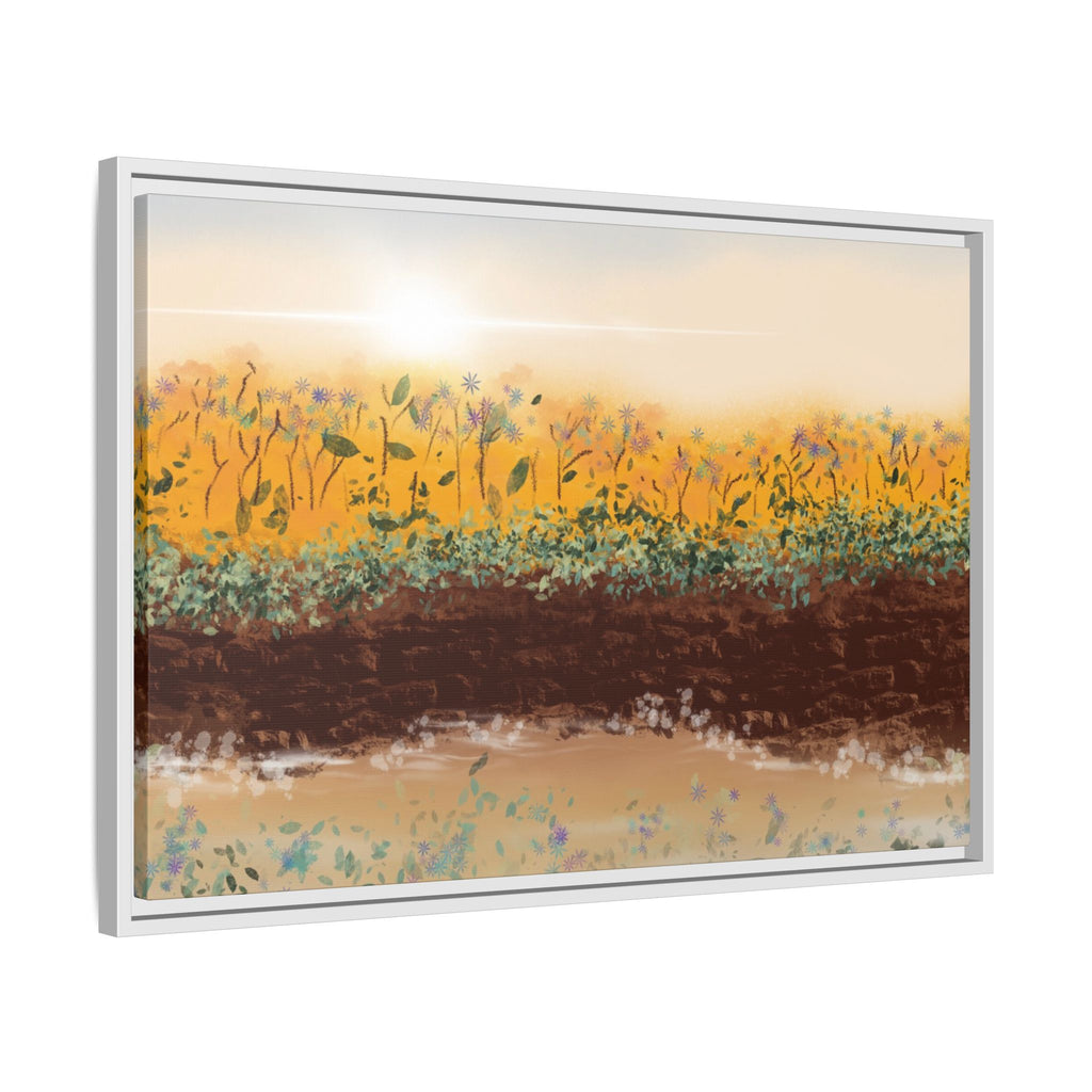 Golden Meadow Morning on Matte Canvas, Framed