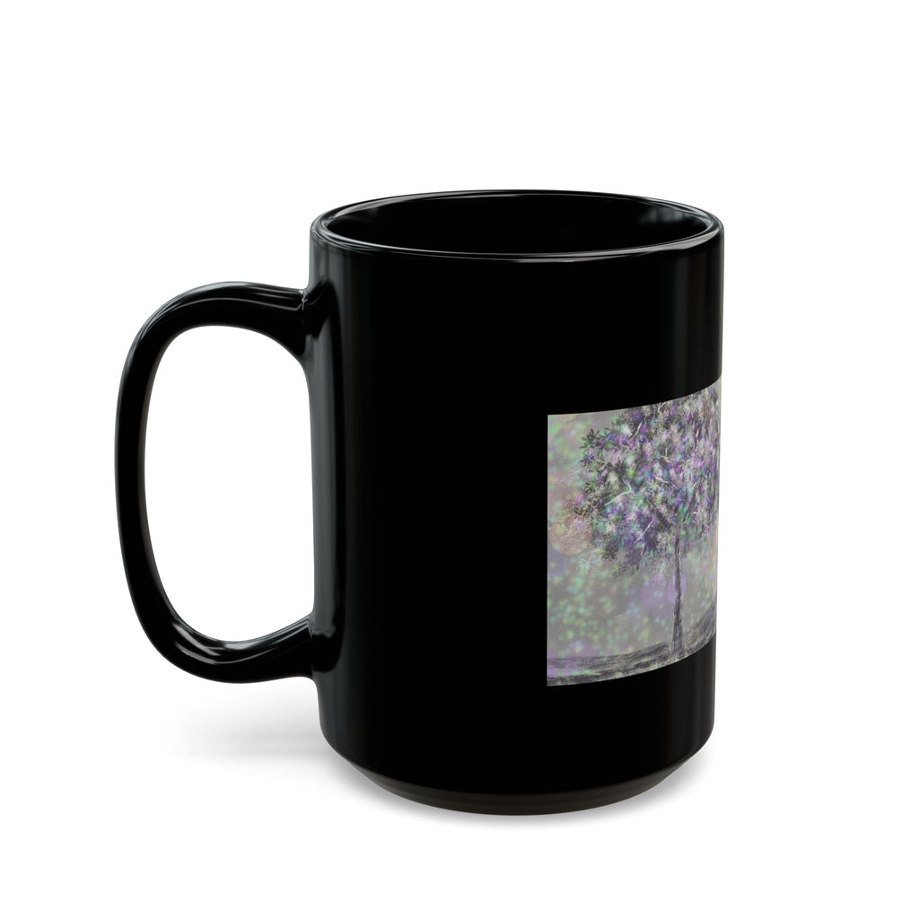 Mystic Bloom Tree Mug — Black Ceramic 11oz & 15oz