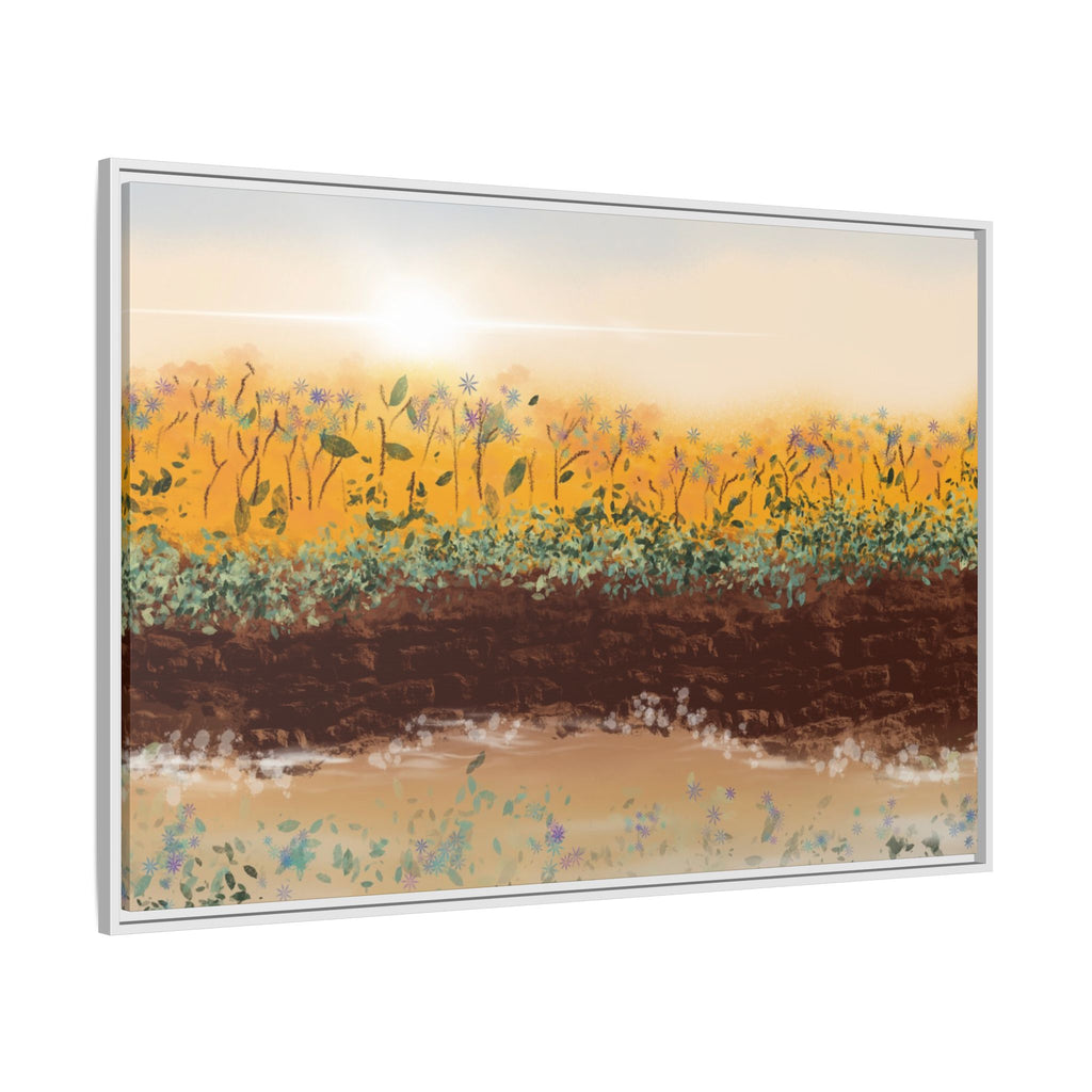 Golden Meadow Morning on Matte Canvas, Framed