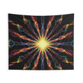 "Burst Into Light Wall Tapestry — Rainbow Mandala Decor"
