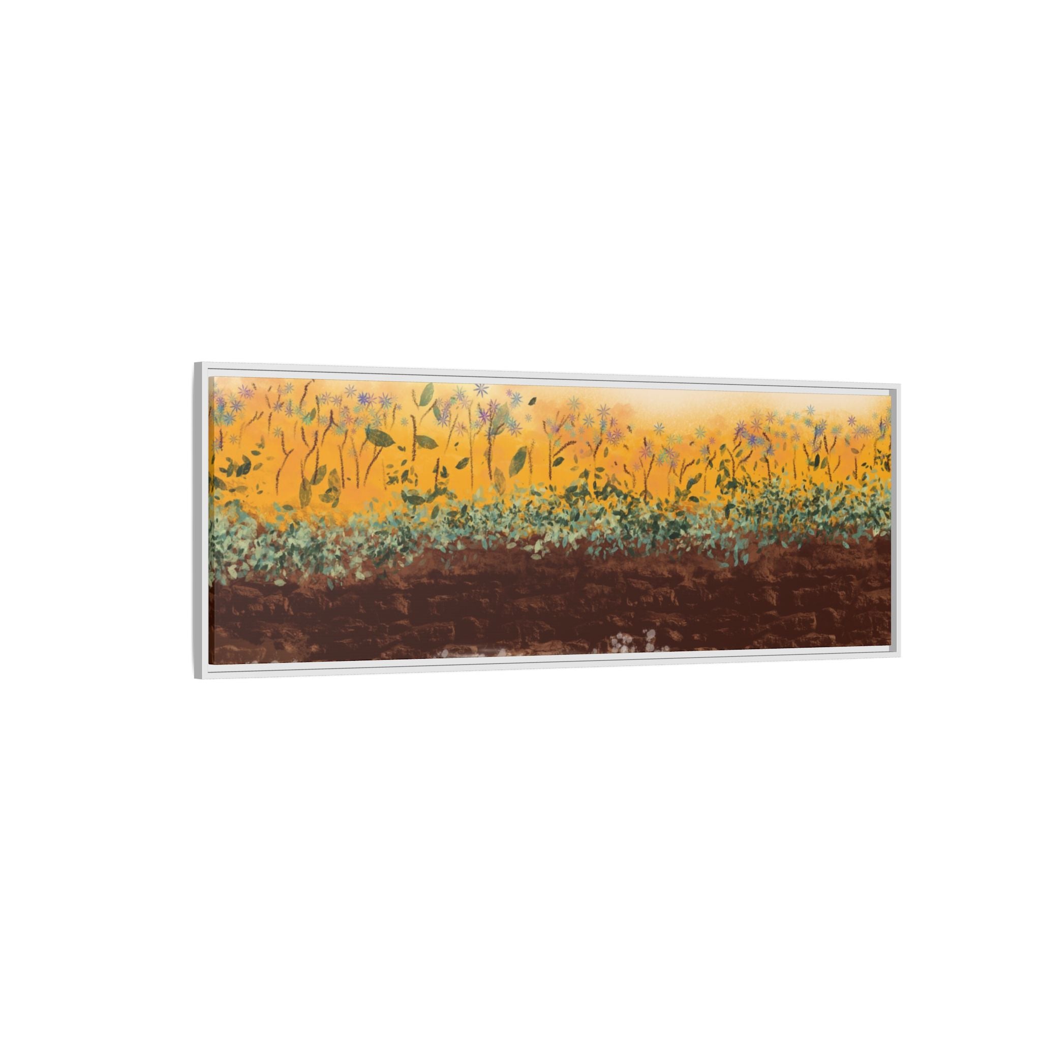 Golden Meadow Morning on Matte Canvas, Framed