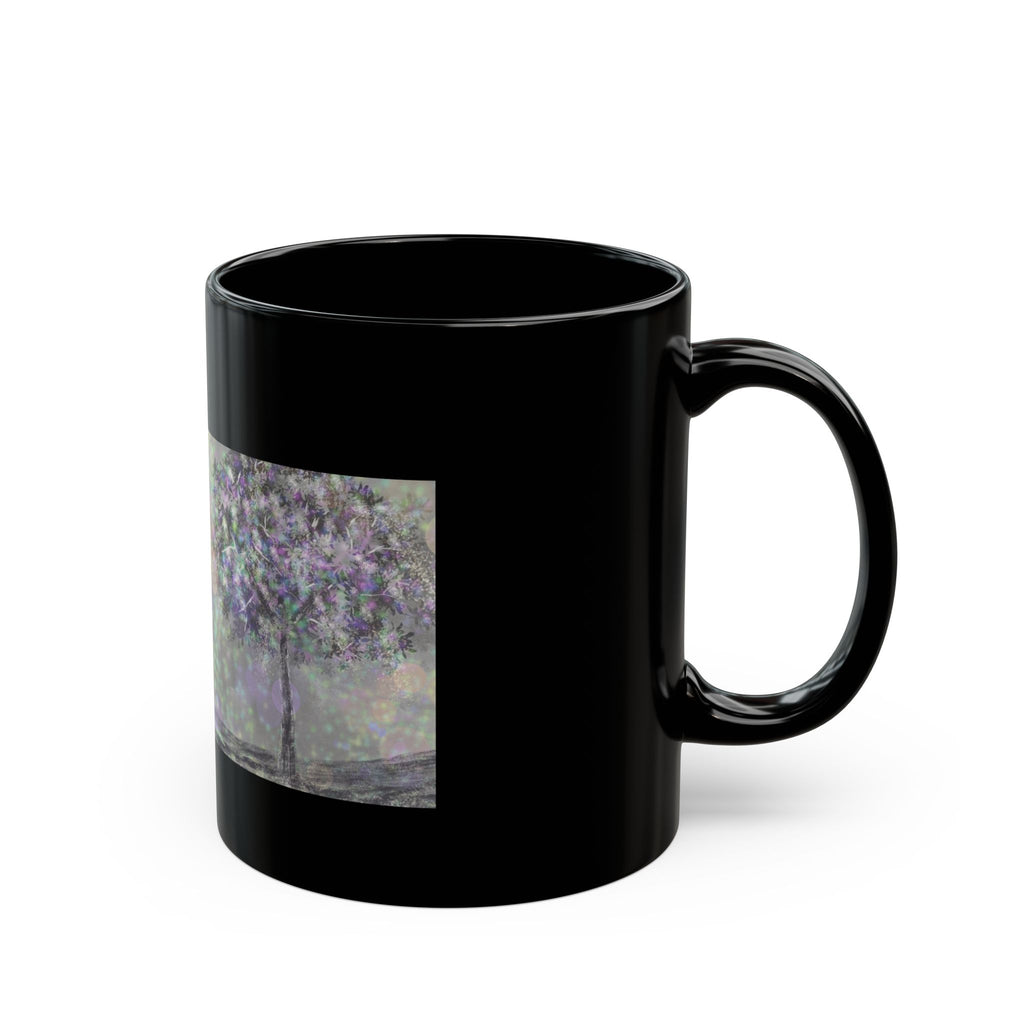 Mystic Bloom Tree Mug — Black Ceramic 11oz & 15oz