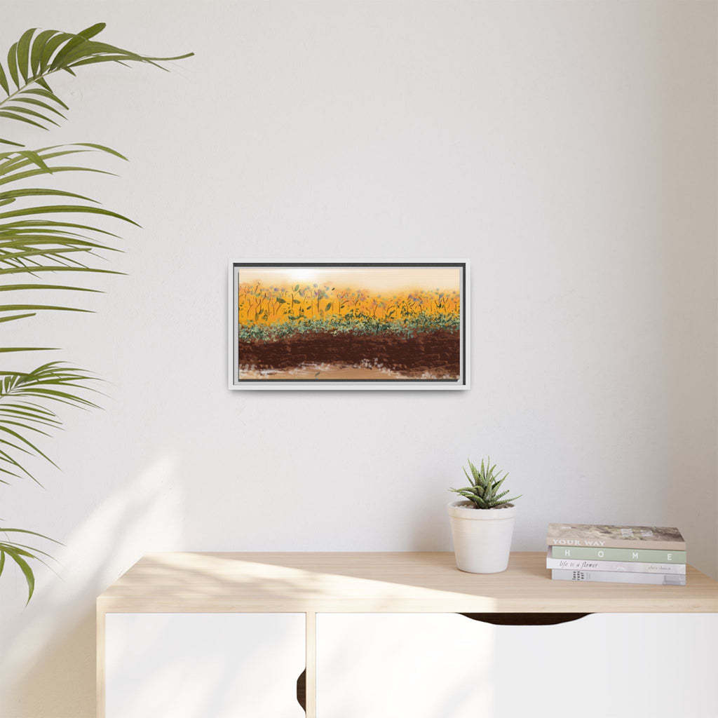 Golden Meadow Morning on Matte Canvas, Framed