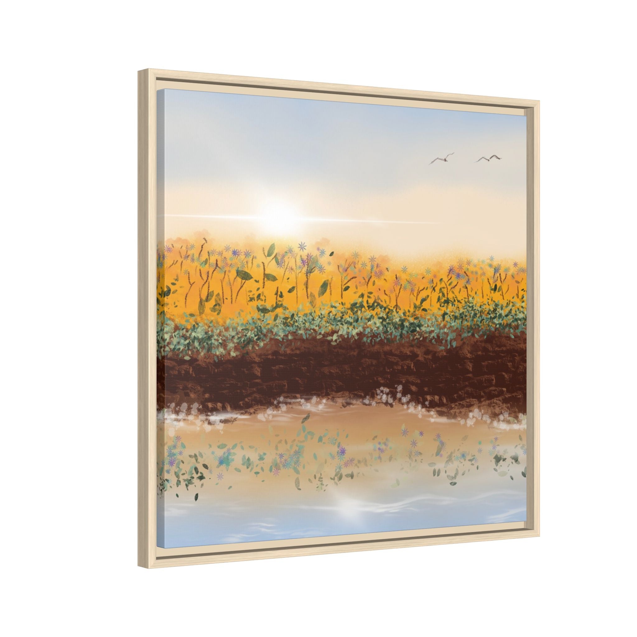 Golden Meadow Morning on Matte Canvas, Framed