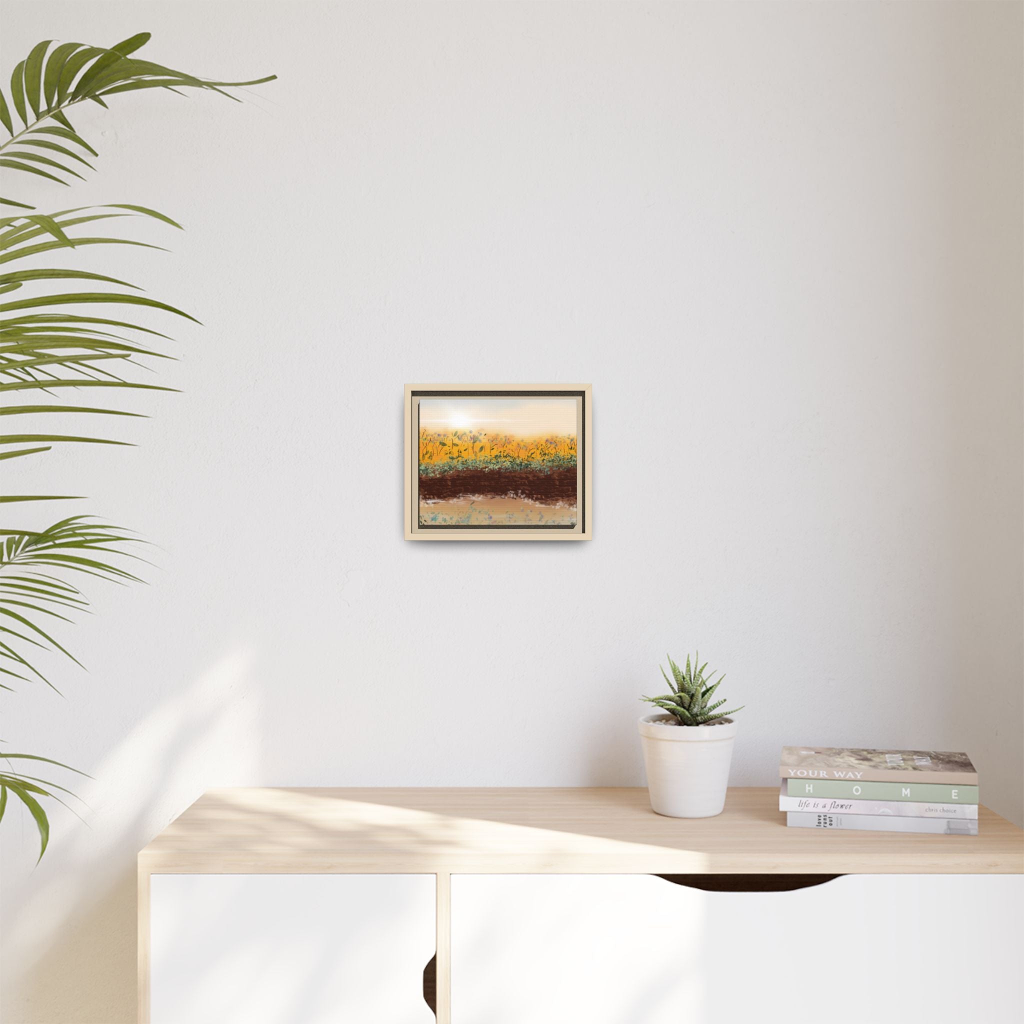 Golden Meadow Morning on Matte Canvas, Framed