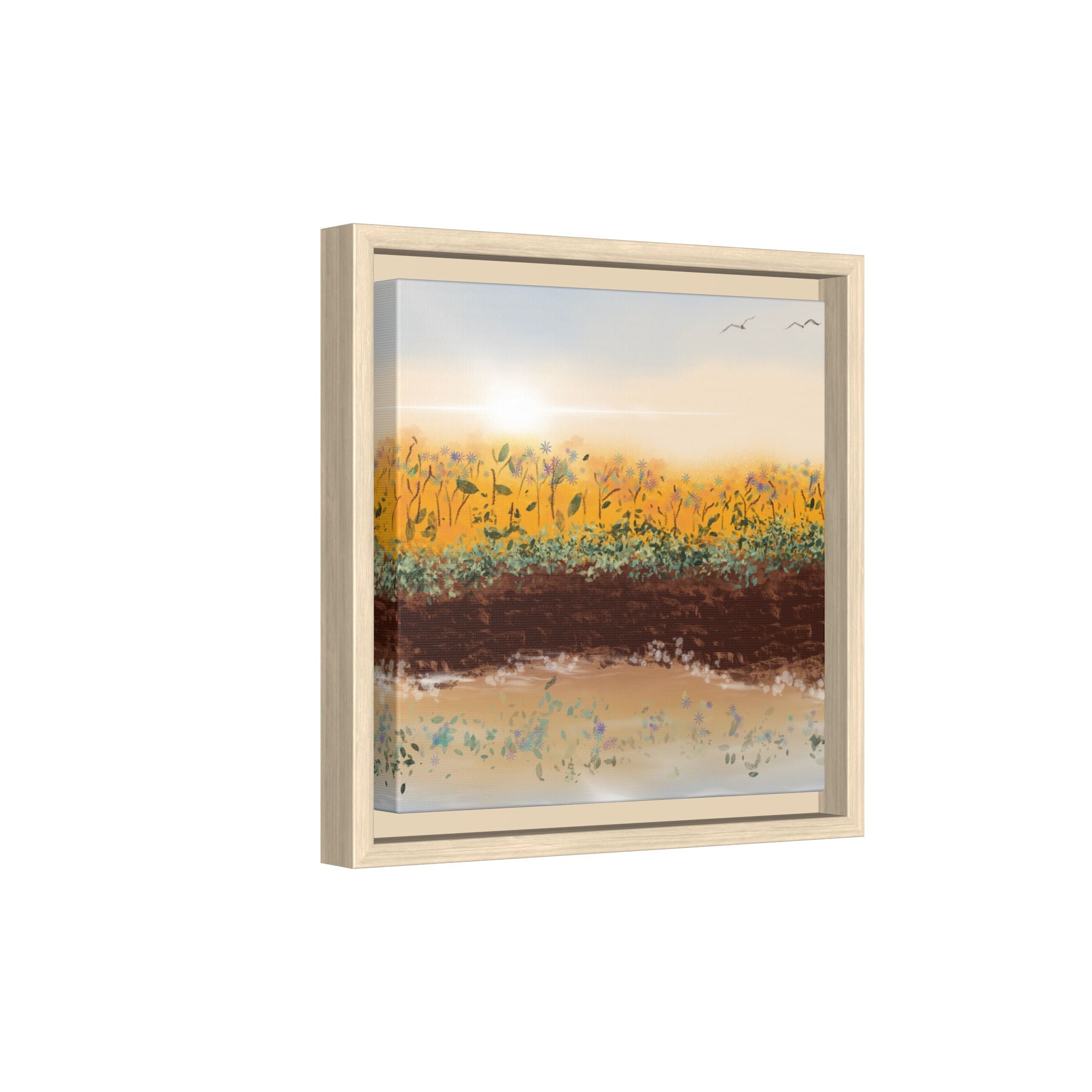 Golden Meadow Morning on Matte Canvas, Framed