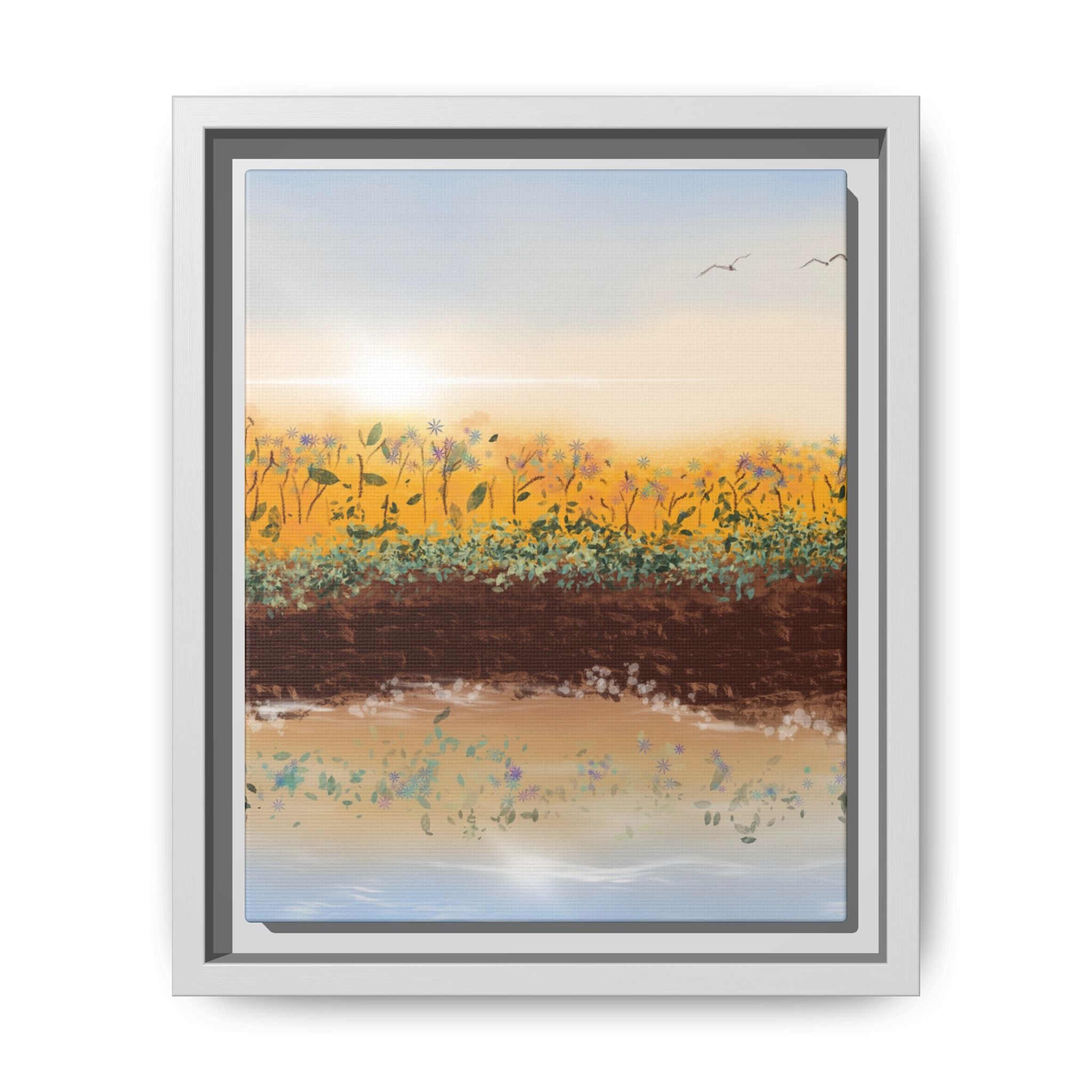 Golden Meadow Morning on Matte Canvas, Framed