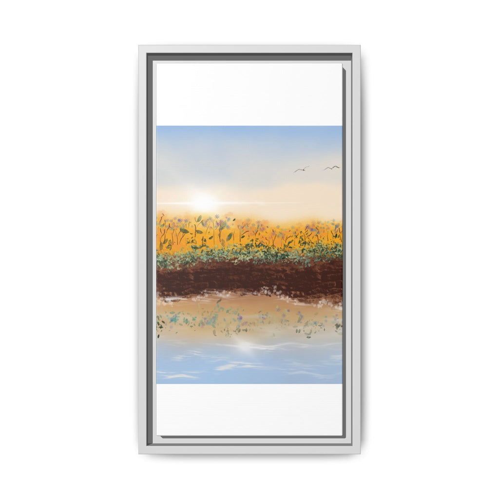 Golden Meadow Morning on Matte Canvas, Framed