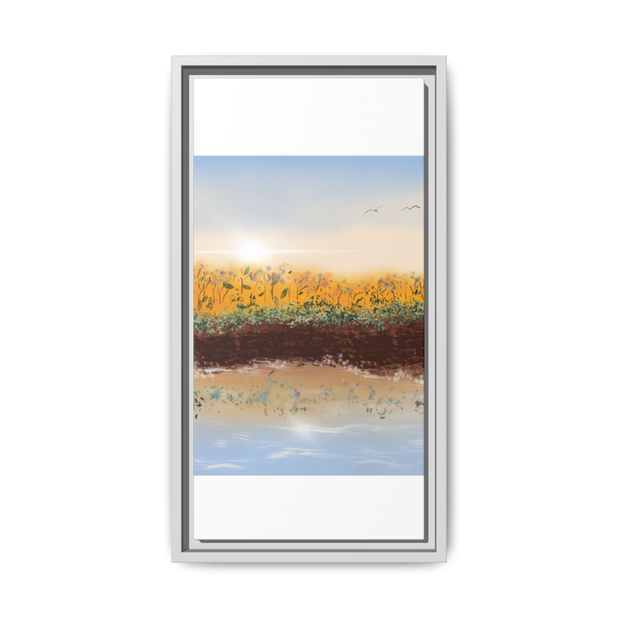 Golden Meadow Morning on Matte Canvas, Framed