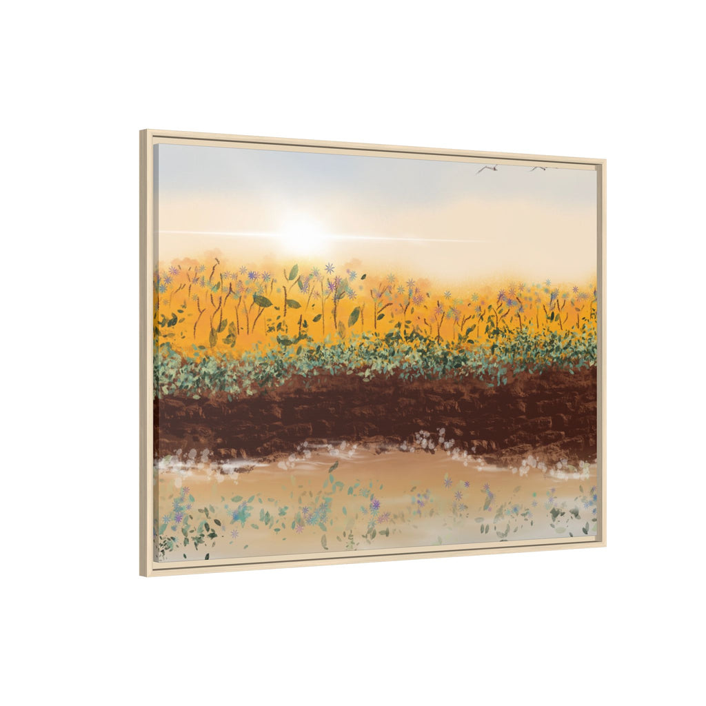 Golden Meadow Morning on Matte Canvas, Framed