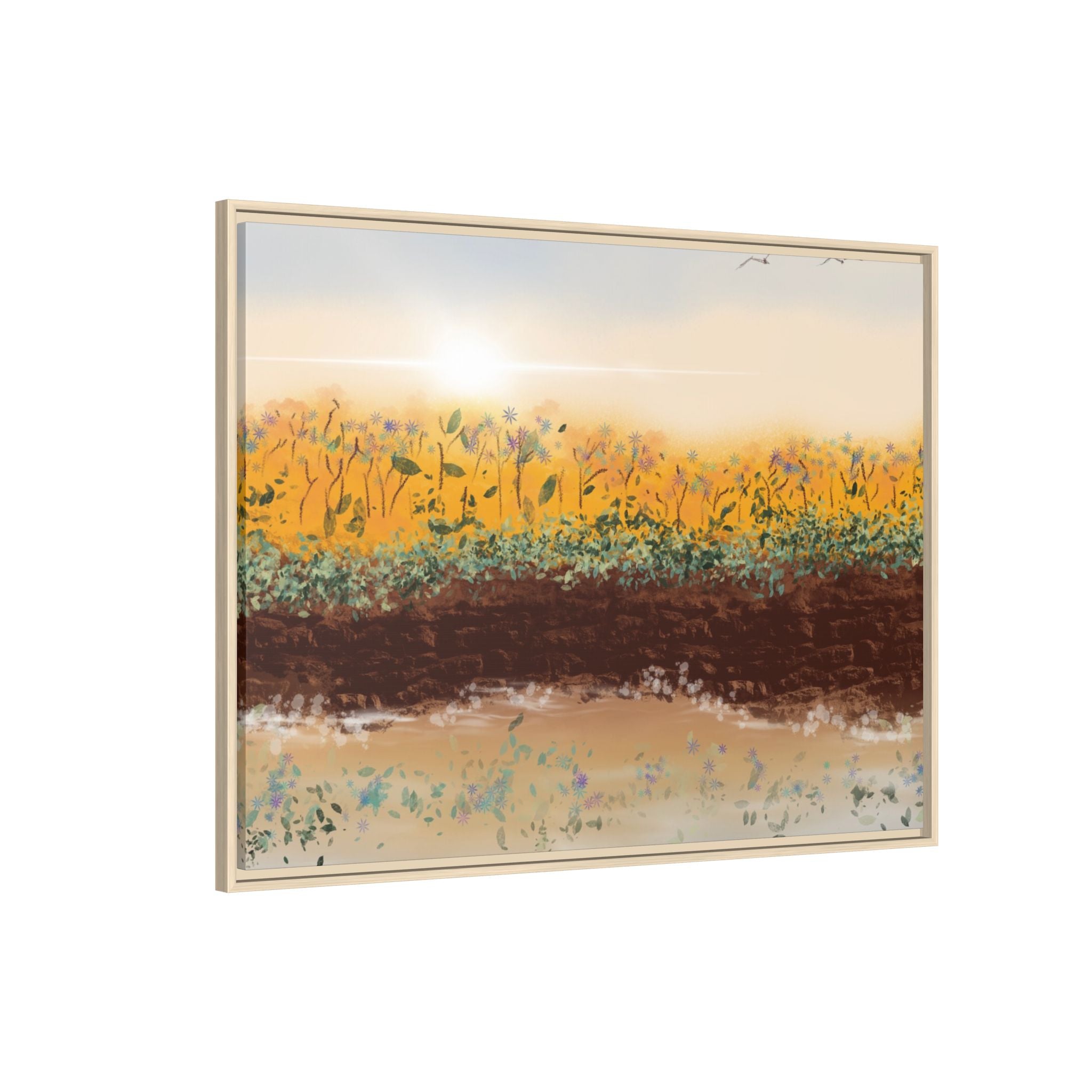 Golden Meadow Morning on Matte Canvas, Framed