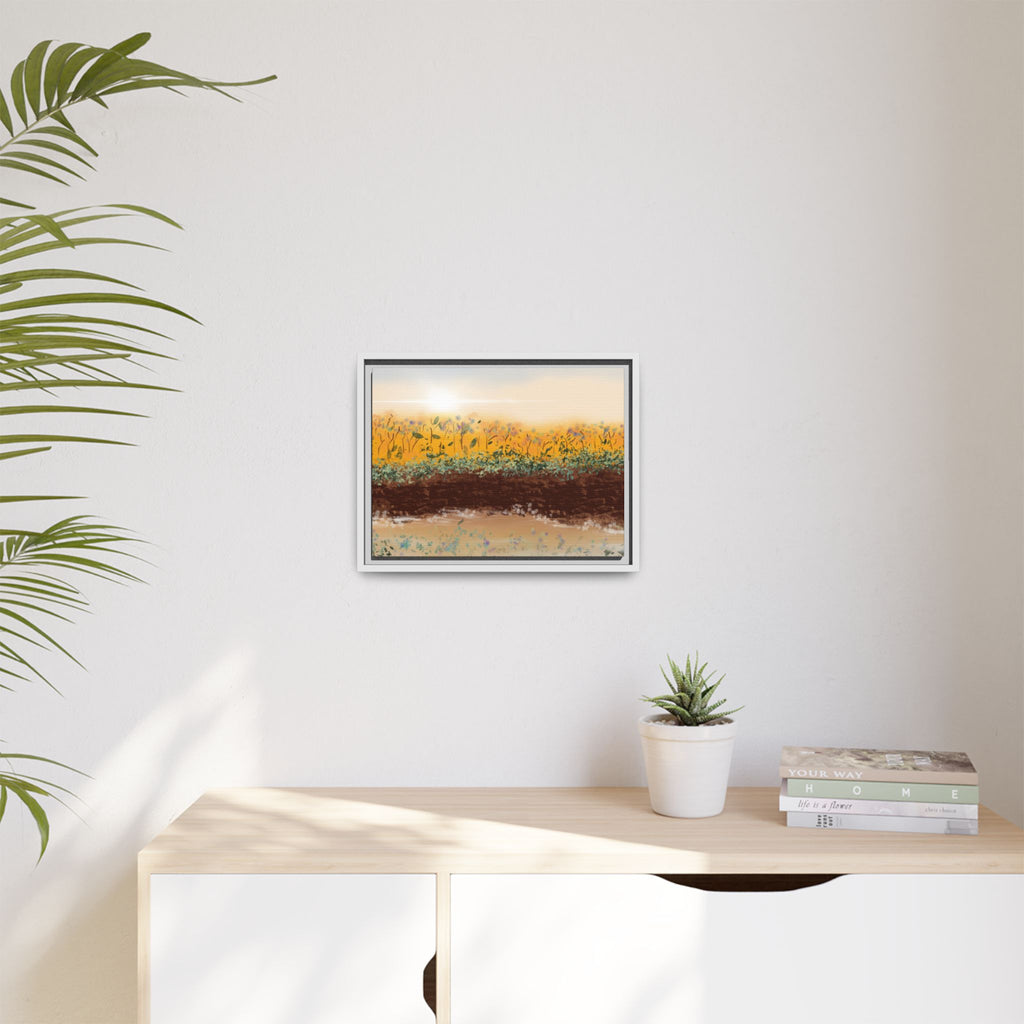 Golden Meadow Morning on Matte Canvas, Framed