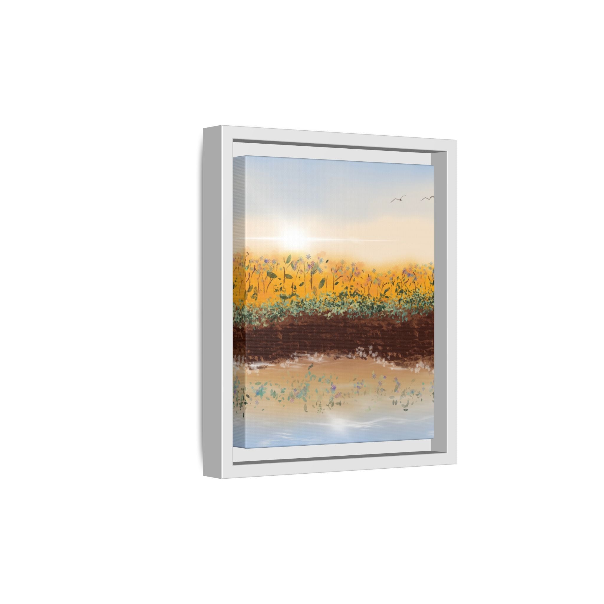 Golden Meadow Morning on Matte Canvas, Framed