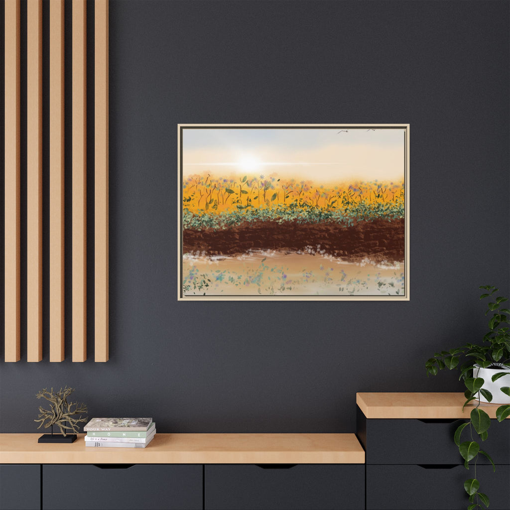 Golden Meadow Morning on Matte Canvas, Framed