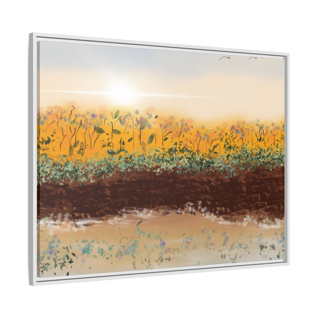 Golden Meadow Morning on Matte Canvas, Framed