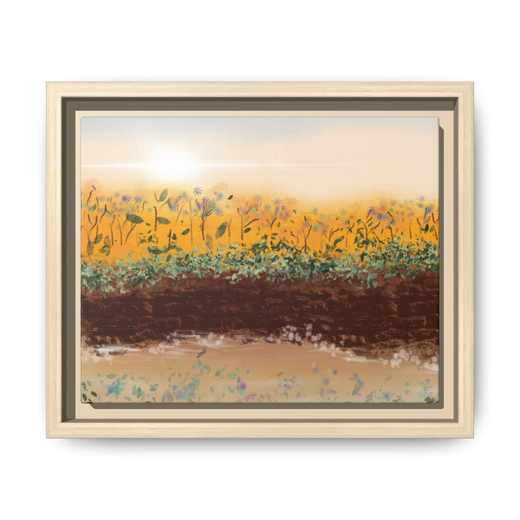 Golden Meadow Morning on Matte Canvas, Framed
