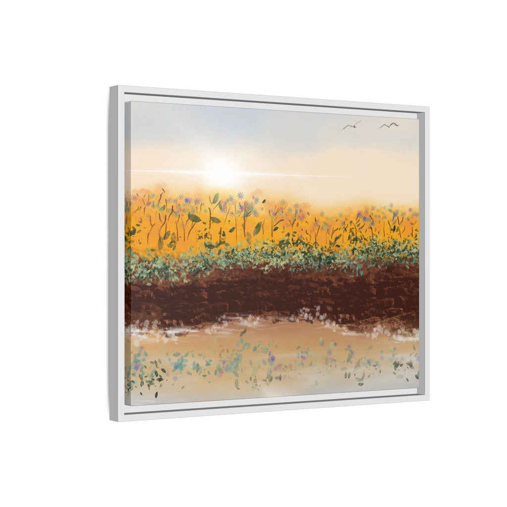 Golden Meadow Morning on Matte Canvas, Framed