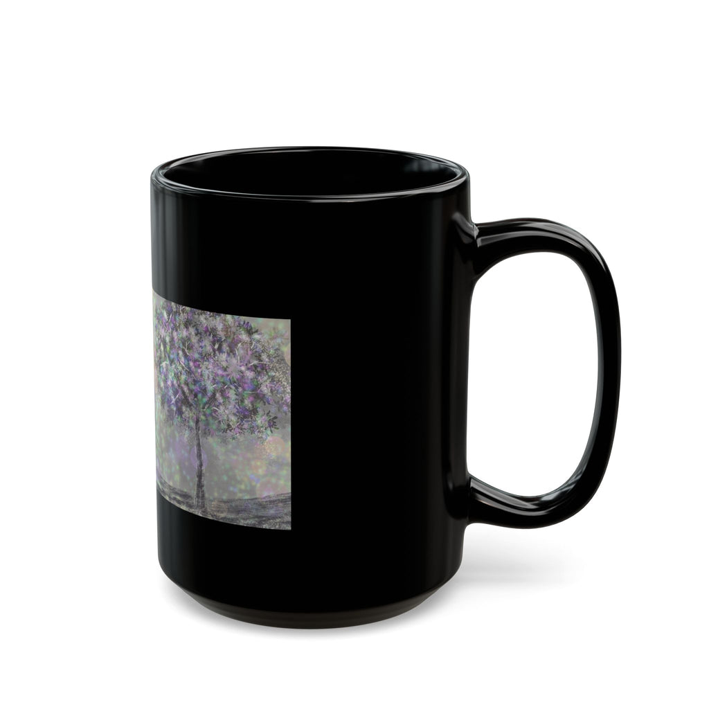 Mystic Bloom Tree Mug — Black Ceramic 11oz & 15oz