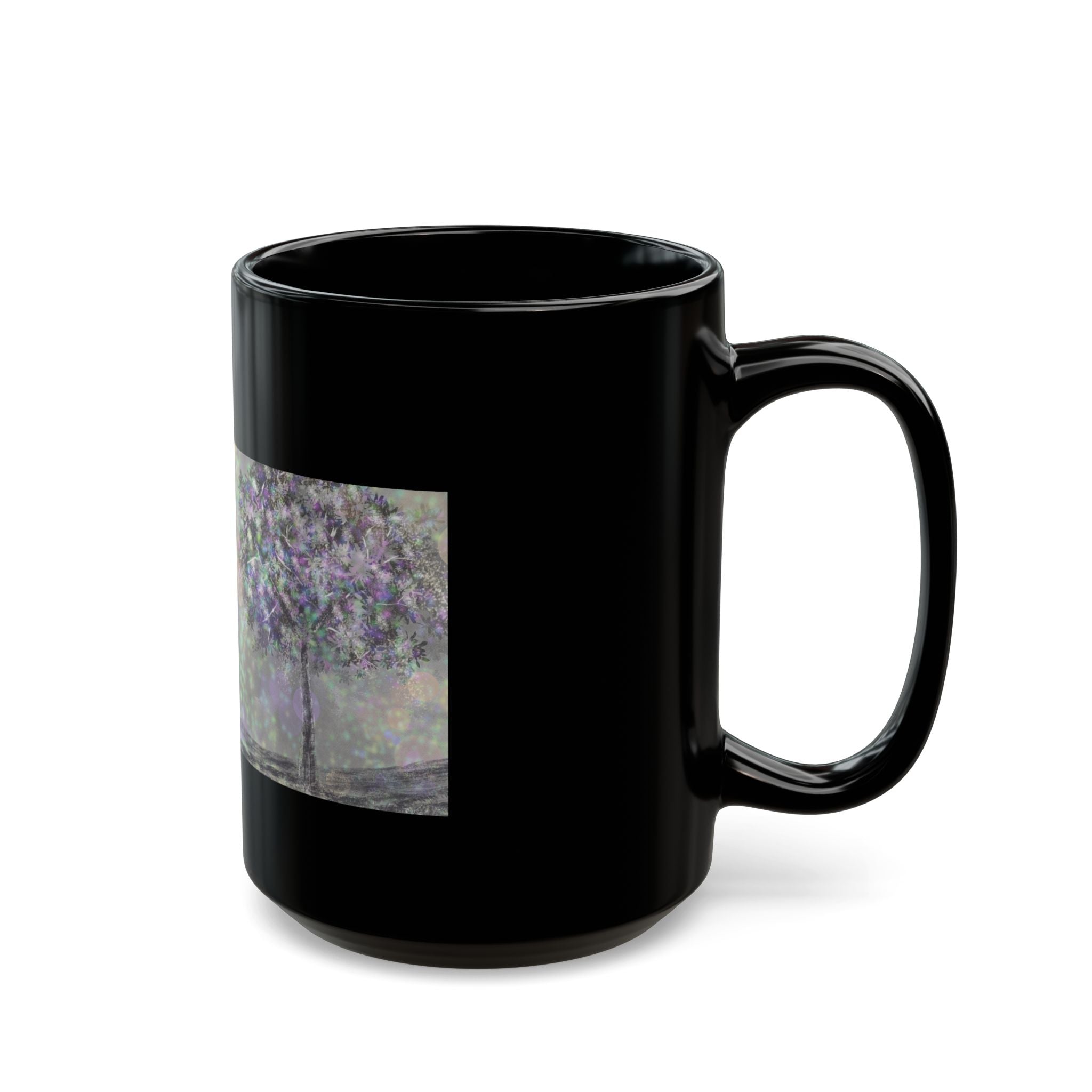 Mystic Bloom Tree Mug — Black Ceramic 11oz & 15oz