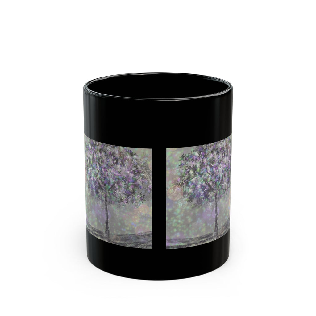 Mystic Bloom Tree Mug — Black Ceramic 11oz & 15oz