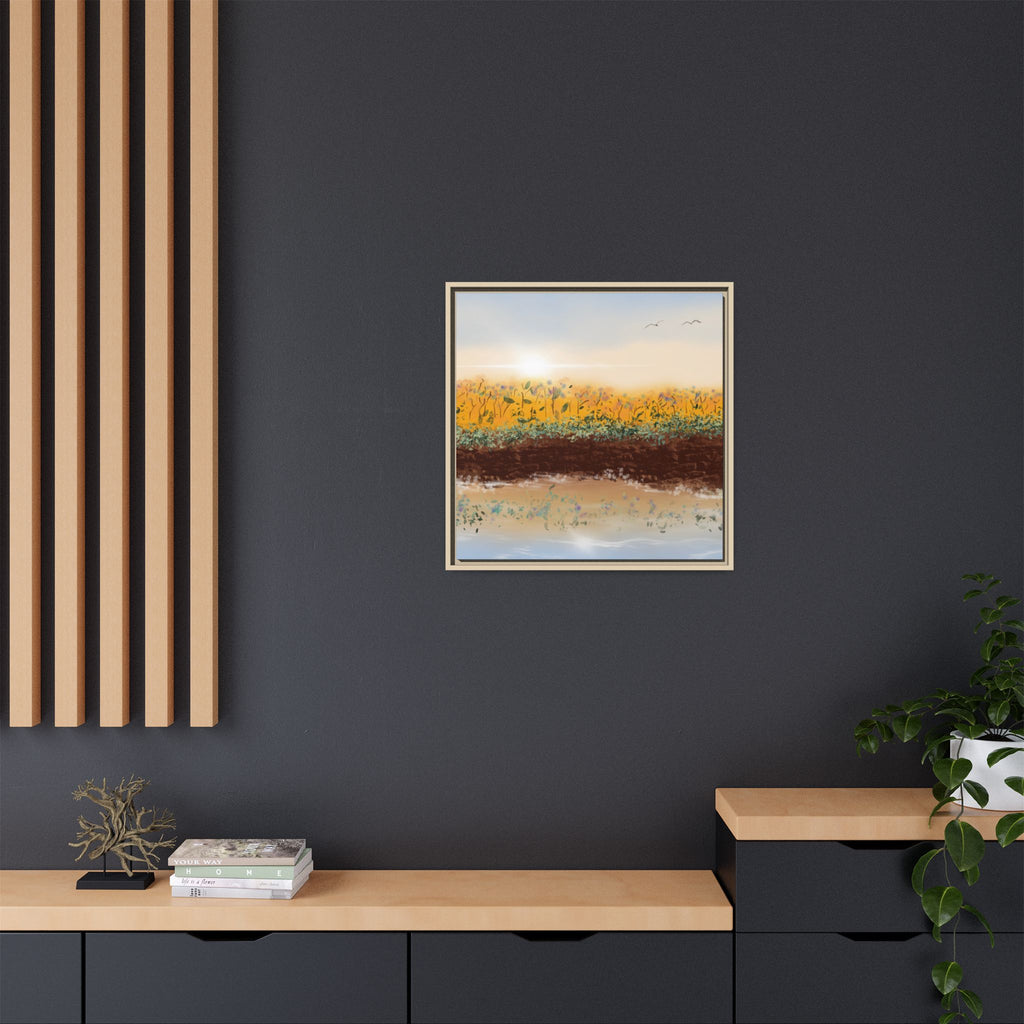 Golden Meadow Morning on Matte Canvas, Framed
