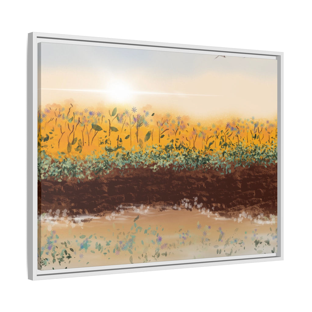 Golden Meadow Morning on Matte Canvas, Framed