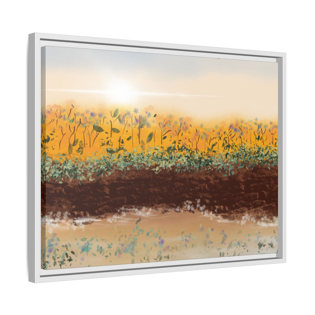 Golden Meadow Morning on Matte Canvas, Framed