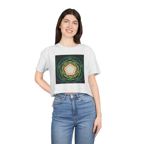 "Blooming Through Chaos — Rose Mandala Crop Tee"