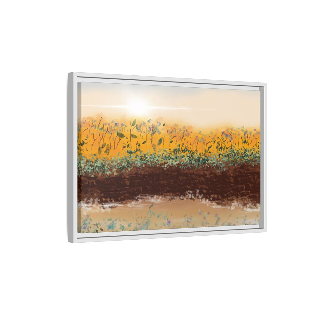 Golden Meadow Morning on Matte Canvas, Framed