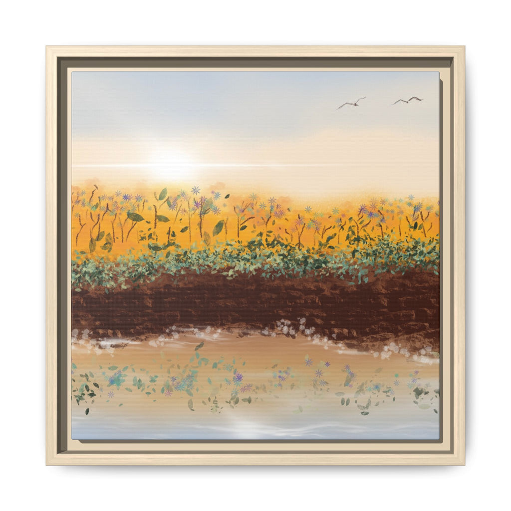 Golden Meadow Morning on Matte Canvas, Framed