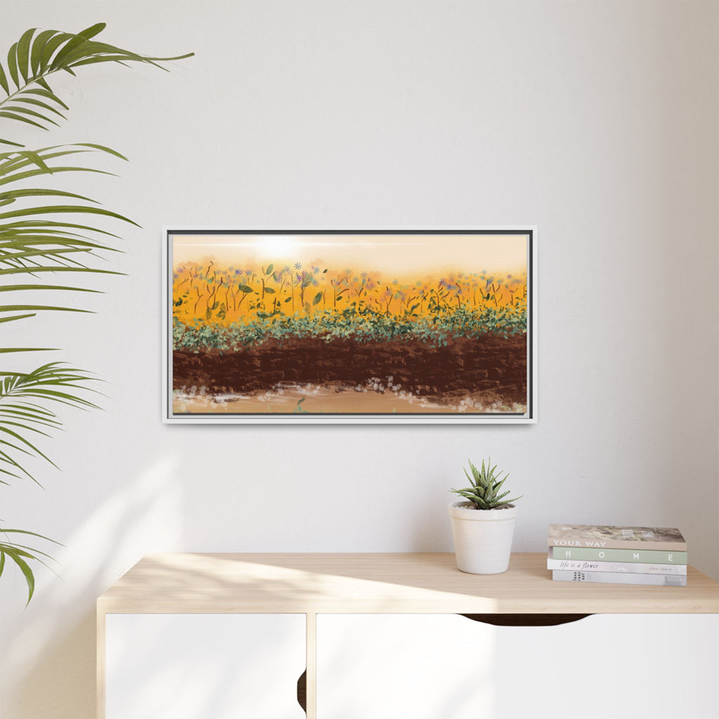 Golden Meadow Morning on Matte Canvas, Framed