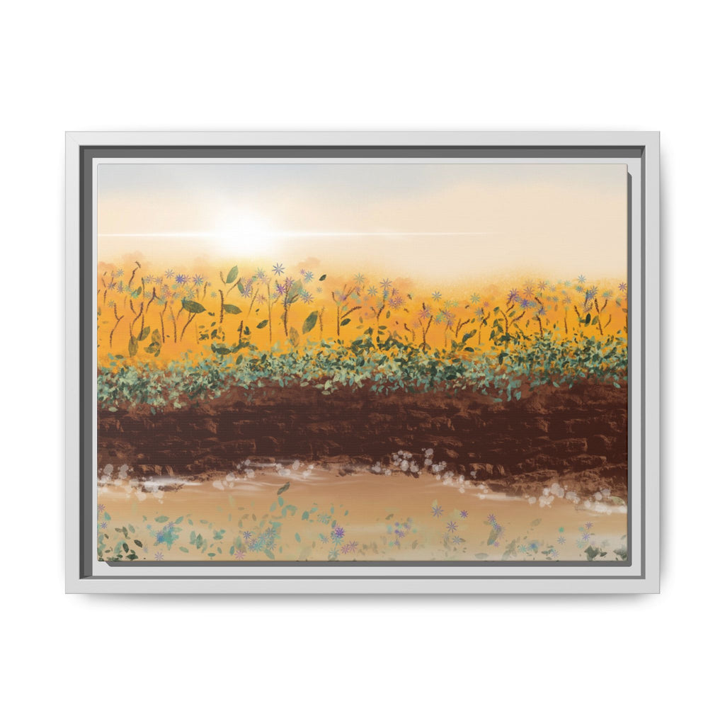 Golden Meadow Morning on Matte Canvas, Framed