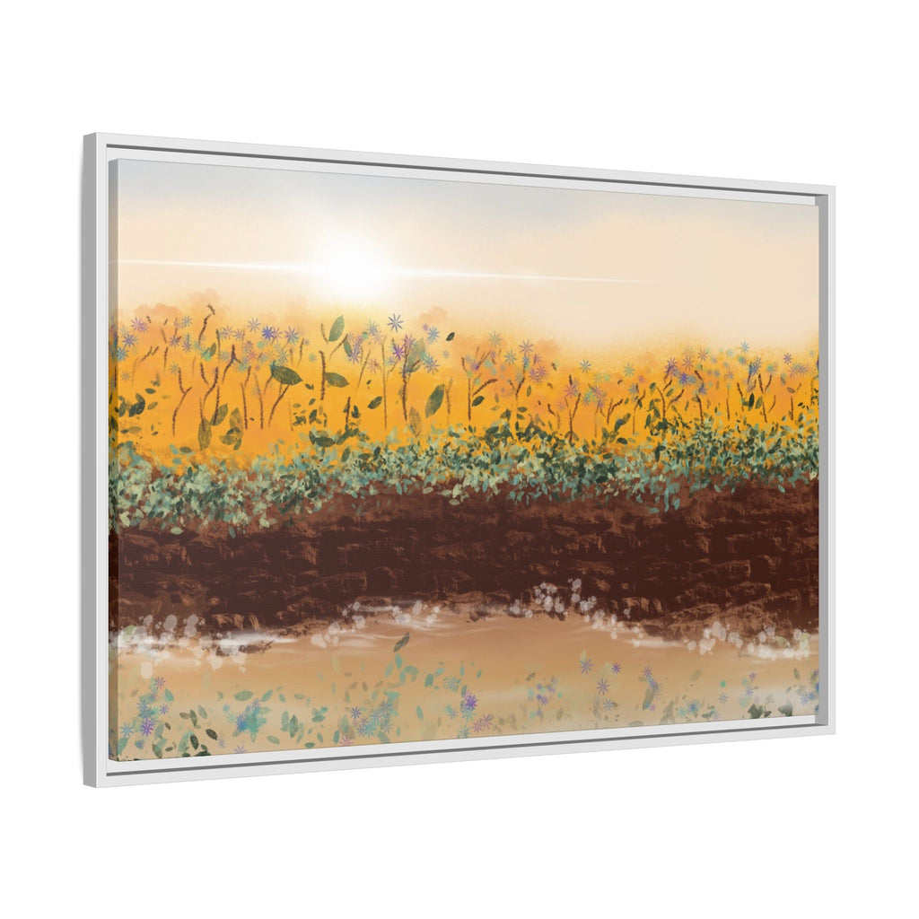 Golden Meadow Morning on Matte Canvas, Framed