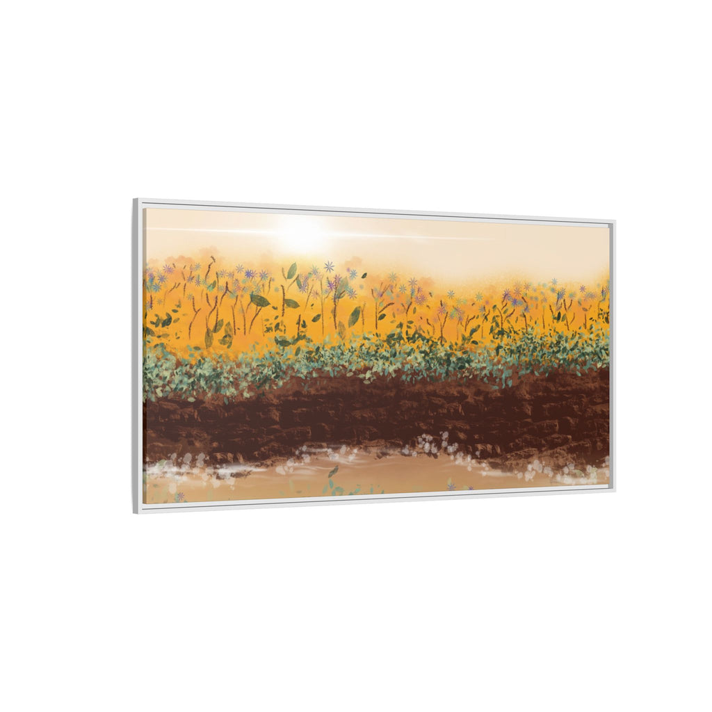 Golden Meadow Morning on Matte Canvas, Framed