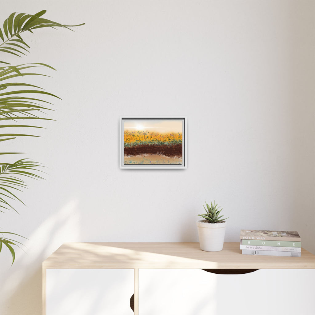 Golden Meadow Morning on Matte Canvas, Framed