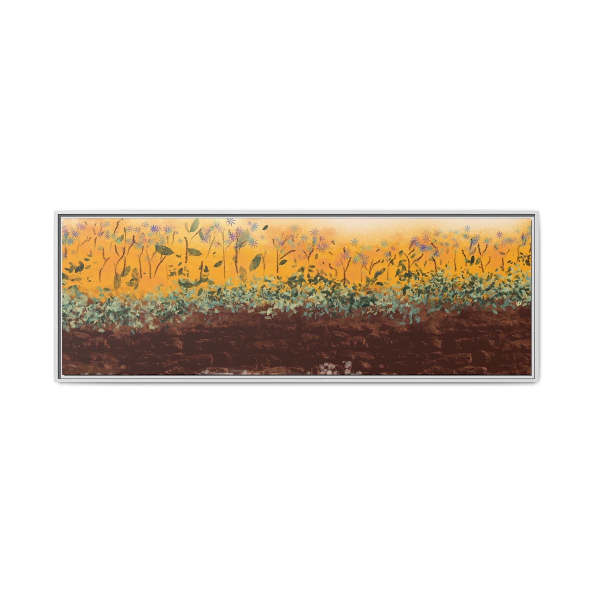 Golden Meadow Morning on Matte Canvas, Framed